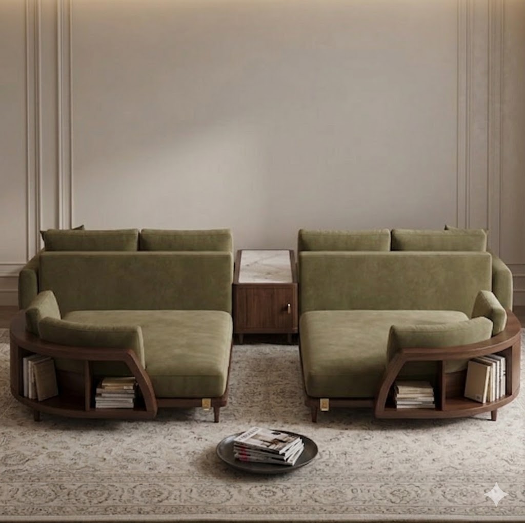 Luxury Japandi Sectional Sofa with Curved Chaise - Image 3