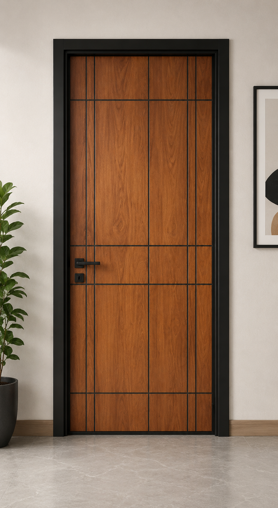 Modern Walnut Grid Designer Door