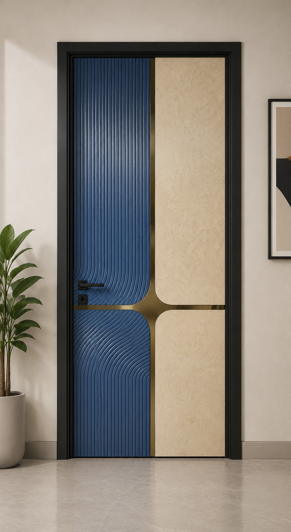 Royal Blue & Beige Fusion Designer Door