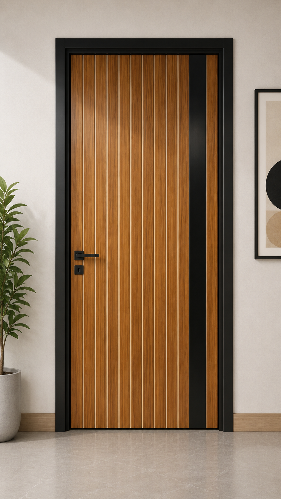 Modern Linear Wood Designer Door