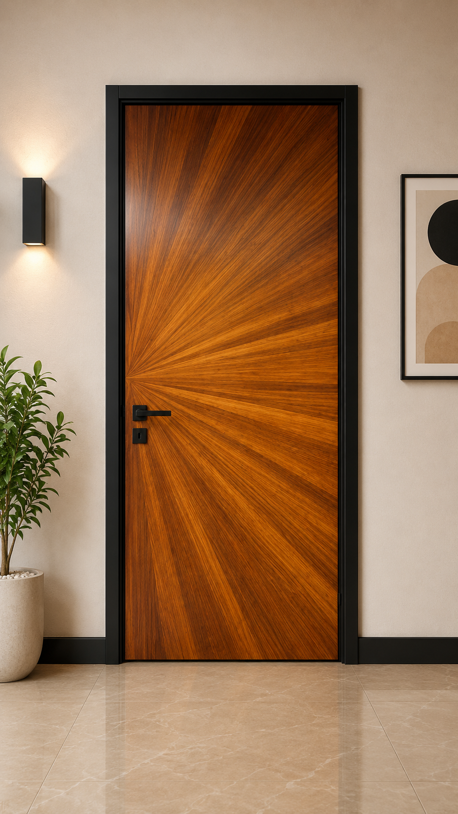 Sunburst Walnut Designer Door