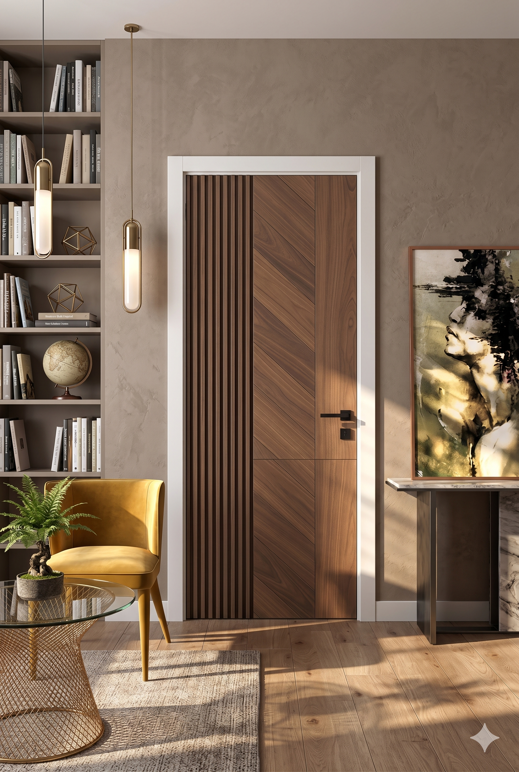 The Linear Walnut Chevron Door