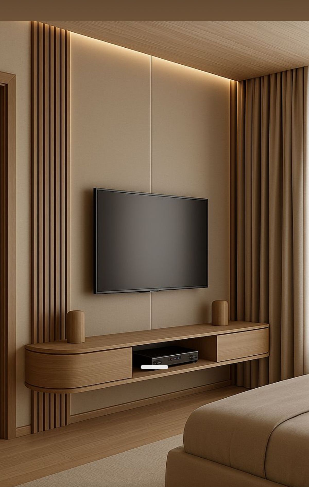Ivory Wall Mounted TV Unit